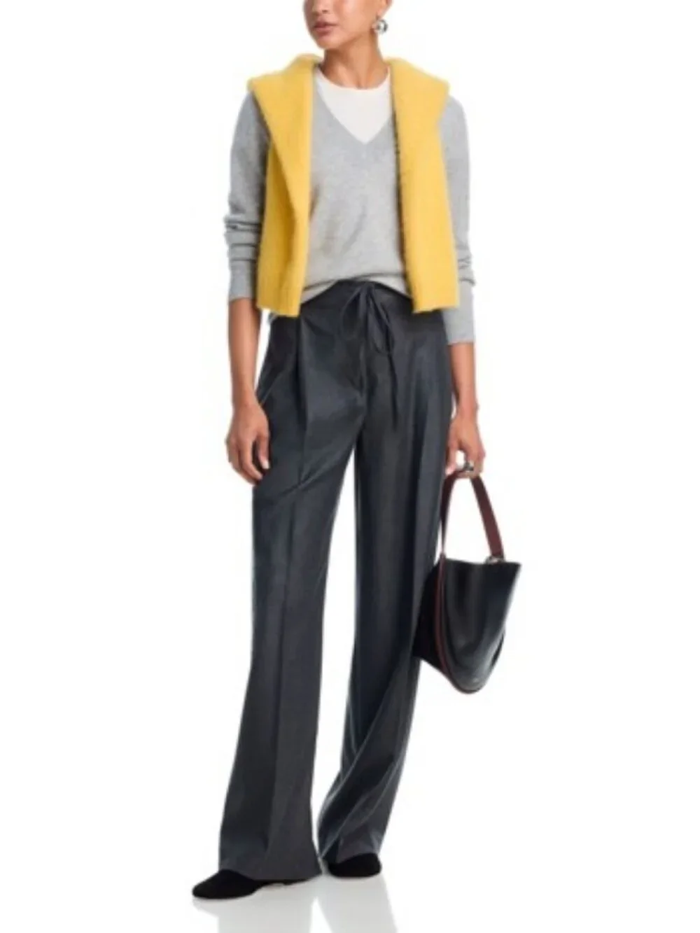 Bloomingdale's Aqua Cashmere Light Grey V Neck Sweater - NWT